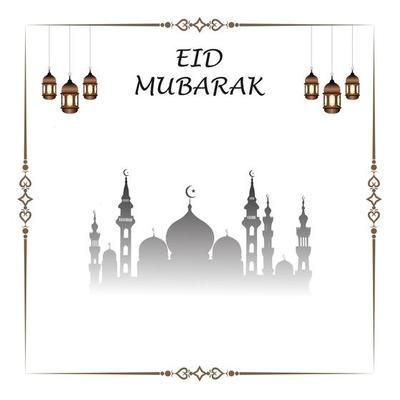 Eid Mubarak vector, Ramadan wishing. Arabic Islamic background. greeting cards design, Arabic lamps.moon, mosque, Eid Mubarak. social media posts, social media banner template,