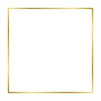 Gold shiny glowing vintage rectangle frame with shadows isolated on white background. Gold realistic square border. Vector illustration