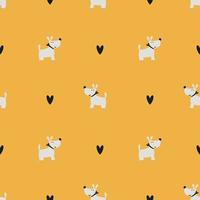 cute dogs pattern. Cute couple of loving dogs. Modern seamless baby print for printing on diapers, bedding, pajamas. Background for digital paper, scrapbooking. Vector illustration, doodle