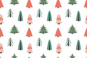 Winter forest scandinavian seamless pattern. New Year, Christmas, holidays. Stylized tree for print, paper, design, fabric, decor, gift wrap, background. Versatile design. Vector illustration, doodle