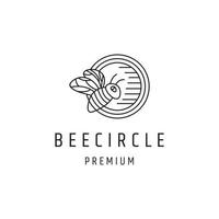 diseño de logotipo de círculo de abeja con arte de línea en fondo blanco vector