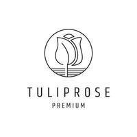 Tulip Rose Logo design with Line Art On White Backround