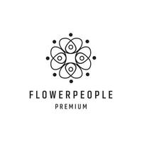 Flower People Logo design with Line Art On White Backround vector