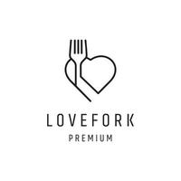 Love Fork Logo design with Line Art On White Backround vector