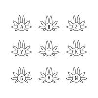 Lotus Set Initials logo linear style icon on white backround vector