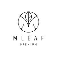 Letter M Leaf logo linear style icon on white backround vector