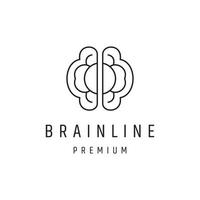 brain outline line art monoline logo vector on white backround