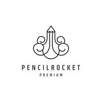 pencil rocket logo vector for kids children education school startup,linear style icon on white backround