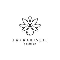 diseño de logotipo de gota de aceite de cannabis estilo lineal sobre fondo blanco vector