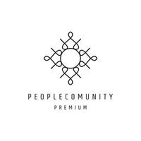 icono de estilo lineal del logotipo de personas y negocios de la comunidad en fondo blanco