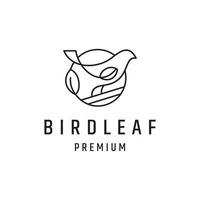 Bird Leaf logo linear style icon on white backround vector