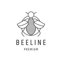 diseño de logotipo de línea de abeja con arte de línea en fondo blanco vector