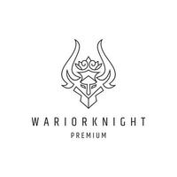 icono de estilo lineal del logotipo de warior knight en el fondo blanco