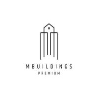 Letter M Building Vector Logo Template linear style icon in white backround