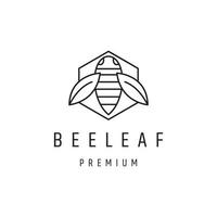 creative beetle logo with design leaf linear style icon in white backround vector
