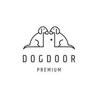 Dog Door Logo design with Line Art On White Backround vector