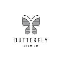 diseño de logotipo de mariposa con arte lineal sobre fondo blanco vector