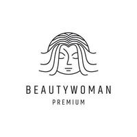 Linear flat woman logo template on white backround vector