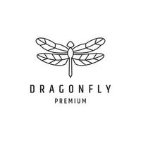 Dragonfly logo linear style icon on white backround vector