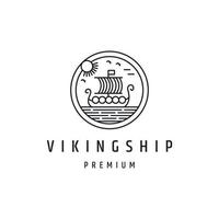 viking sail ship drakkar simple logotype linear style icon in white backround vector