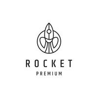 Rocket Logo design with Line Art On White Backround vector