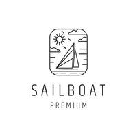 Sailboat Logo design with Line Art On White Backround vector