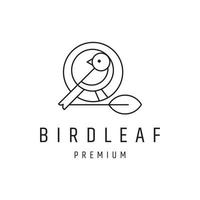 Bird Leaf Logo design with Line Art On White Backround vector