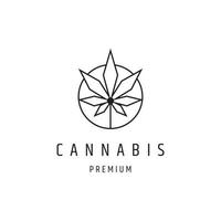 icono de estilo lineal del logotipo de cannabis en el fondo blanco vector