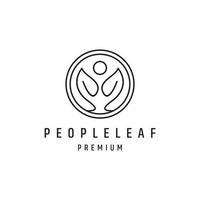 People Leaf logo linear style icon on white backround vector