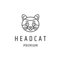 Head cat logo icon flat design template vector