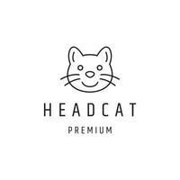 diseño de logotipo de cabeza de gato con arte lineal en fondo blanco vector