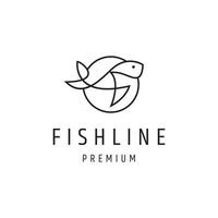 Fish Line Logo design with Line Art On White Backround vector