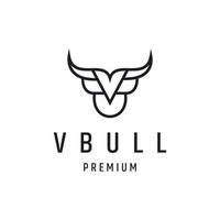 Letter V Bull logo linear style icon on white backround vector