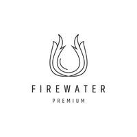 Fire and water or letter u in simple elegant logo linear style icon in white backround vector