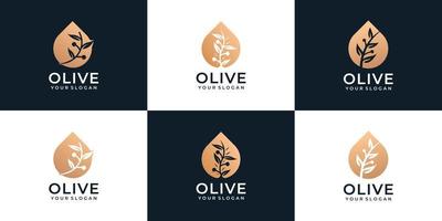 Set of beautiful olive oil feminine logo vector for health organic company