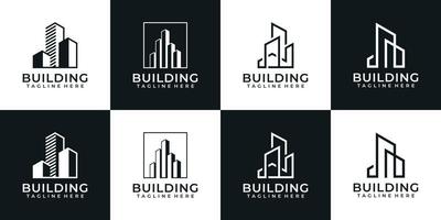 Set of modern creative architecture building logo vector for property apartment