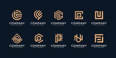 Set of modern creative abstract monogram elegant logo company vector