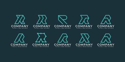 Set of monogram modern letter r logo concept vector