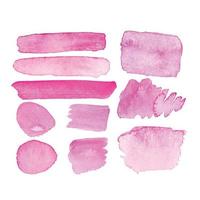 Set of watercolor brush strokes, stain. Spots on a white background. Watercolor texture vector