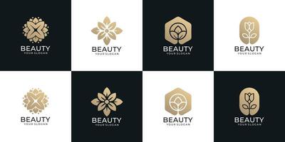 Set of beauty luxury flower logo spa decoration yoga wellness vector