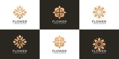 Set of creative natural feminine flower fashion logo vector