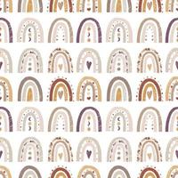 Modern hand drawn Prints with rainbow in Boho style. Seamless pattern with cute scandinavian rainbow. Kids pattern vector
