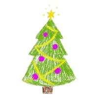 Hand drawn Christmas tree. Holidays background. Abstract doodle drawing wood. vector