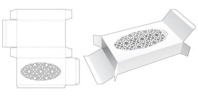 caja de embalaje con plantilla troquelada de elipse en forma de estarcido y maqueta 3d vector