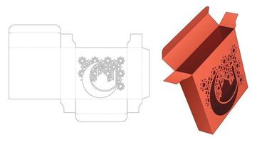 caja de lata y patrón de ramadán estampado plantilla troquelada y maqueta 3d vector