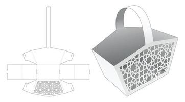 Handle bag with stenciled  pattern die cut template and 3D mockup
