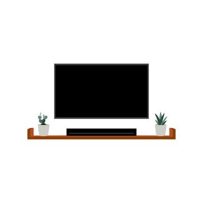 led TV hanging on the wall. vector illustration