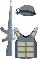 Modern weapons and armor of a soldier. vector