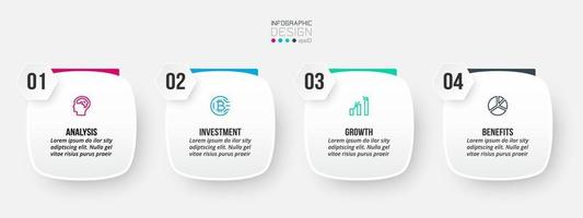 concepto de negocio de plantilla infográfica con paso. vector