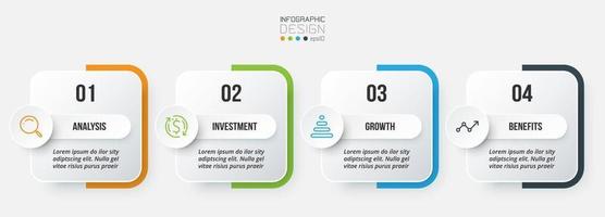 concepto de negocio de plantilla infográfica con paso. vector